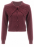 Wide Crochet Collar Button Front Cardigan