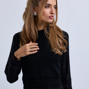 Back Tie Knitted Vest and Cupro Combined Maxi Dress