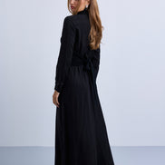 Back Tie Knitted Vest and Cupro Combined Maxi Dress