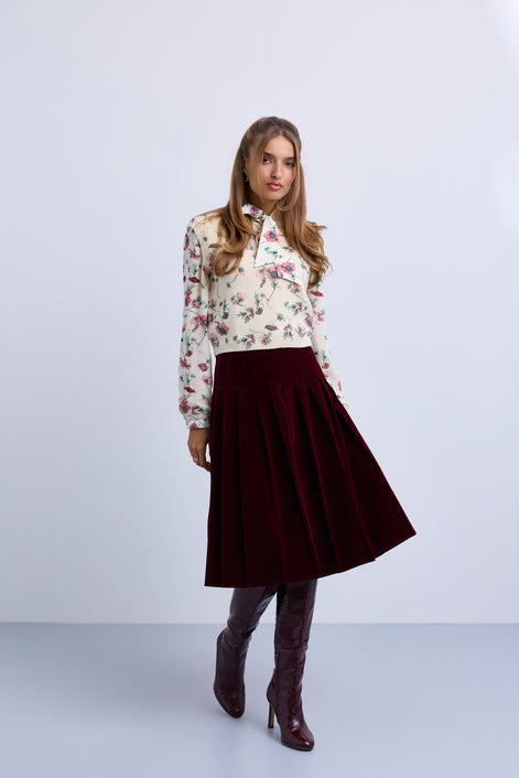 Floral Printed Neck Tie Blouse