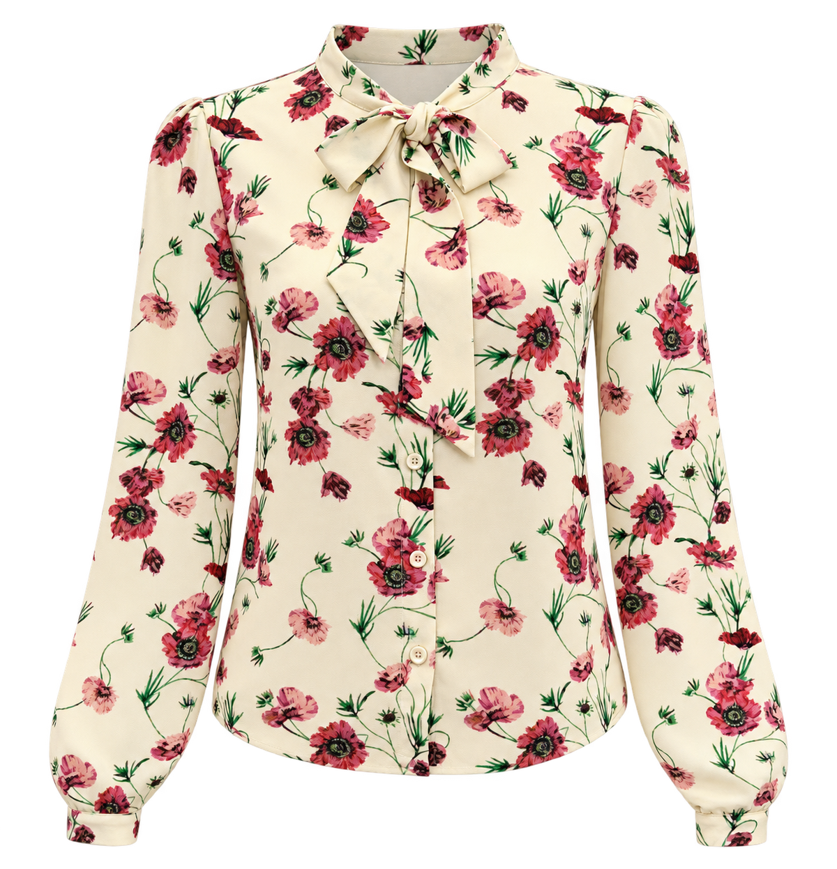 Floral Printed Neck Tie Blouse