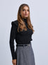 Lurex High Neck Top with Pipe Effect Armholes