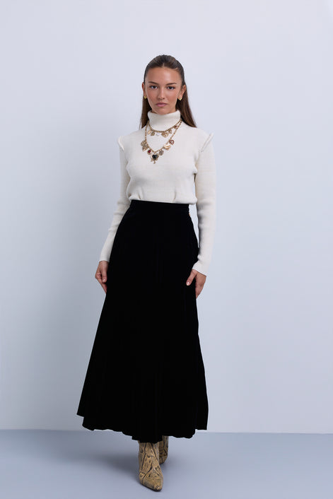 Lurex High Neck Top with Pipe Effect Armholes