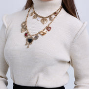 Lurex High Neck Top with Pipe Effect Armholes