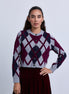 Diamond Design  Knitted Button Front Cardigan