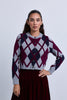 Diamond Design  Knitted Button Front Cardigan