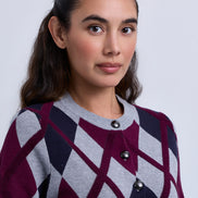 Diamond Design  Knitted Button Front Cardigan