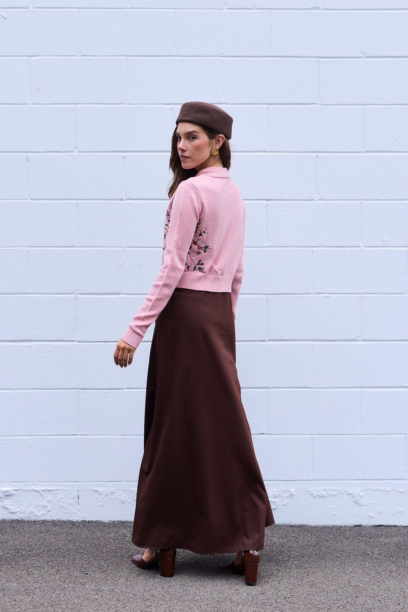 Aline Maxi Dress with Taffeta Fold Down Collar
