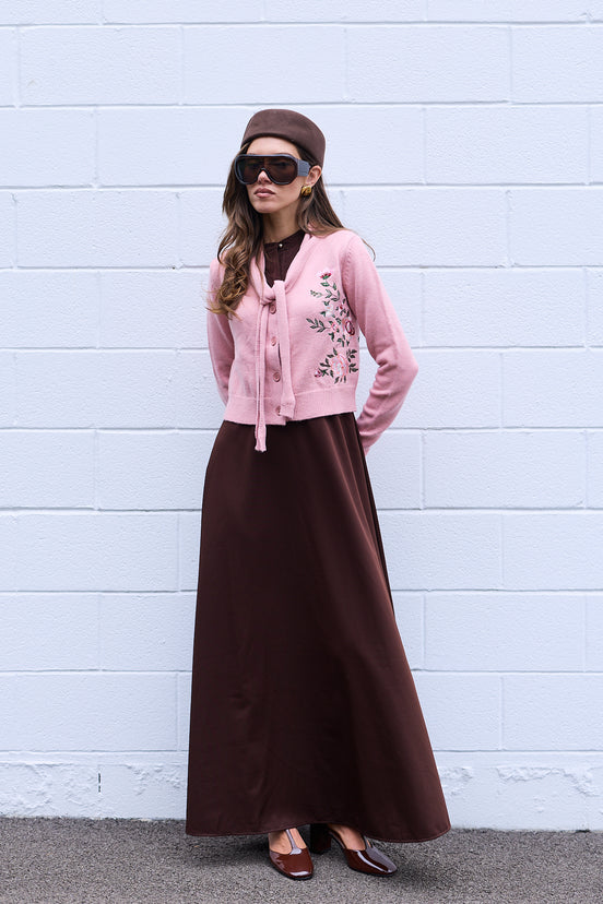 Aline Maxi Dress with Taffeta Fold Down Collar