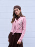 Dropped Neck Front Tie Embroidery Cropped Cardigan