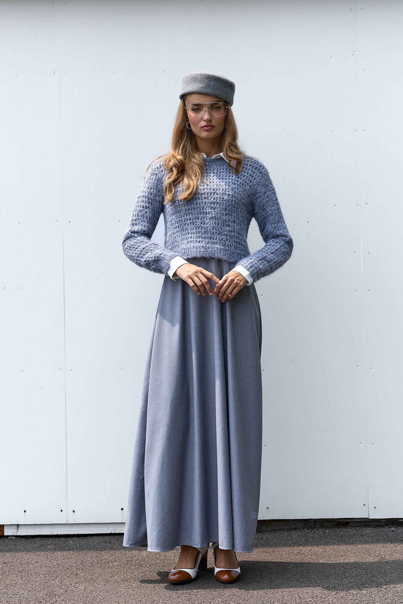 Aline Maxi Dress with Fold Down Collar