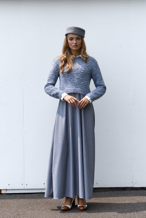 Aline Maxi Dress with Fold Down Collar