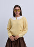 Soft Feel Knit Top with Crochet Collar and Side Pocket