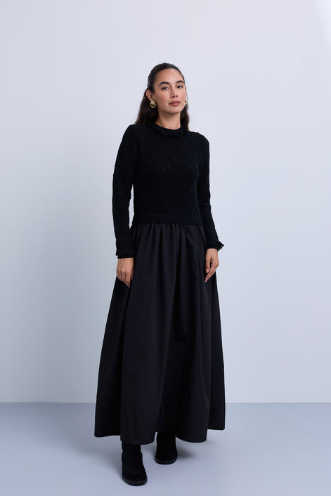 Lurex Knit Top and Full Skirt Dress