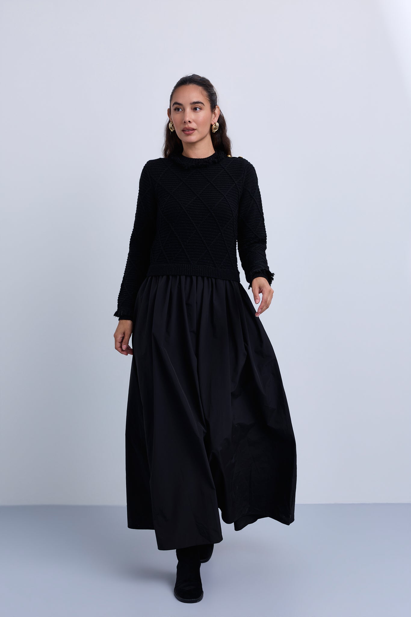 Lurex Knit Top and Full Skirt Dress