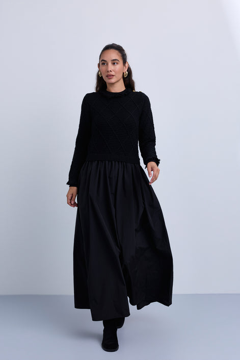 Lurex Knit Top and Full Skirt Dress