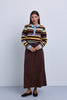 Colour Block Stripey Polo Style Knit Top