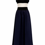 Wide Stripe Top & Full Skirt Sleeveless Dress with Raw Denim Finishes