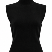 Sleeveless Vest with Scallop Edge and Pin Applique - Brown