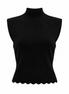 Sleeveless Vest with Scallop Edge and Pin Applique - Black