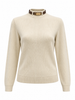 Buckle Collar Mock Neck Knit Sweater - Cream