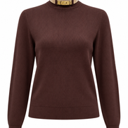 Buckle Collar Mock Neck Knit Sweater - Cream