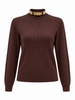 Buckle Collar Mock Neck Knit Sweater - Brown