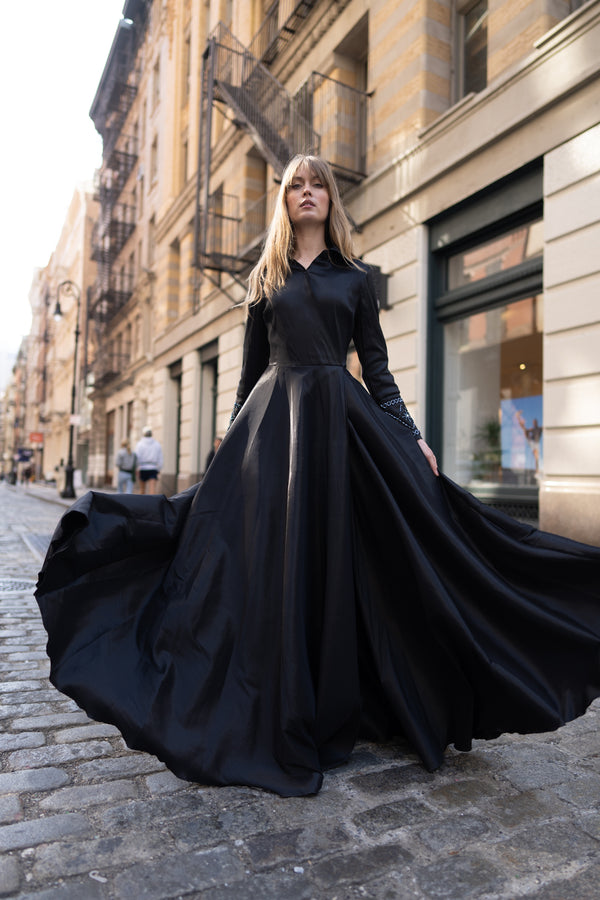 The Wrap Gown in Black