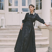 Brocade Gown with Embellished Collar