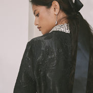 Brocade Gown with Embellished Collar