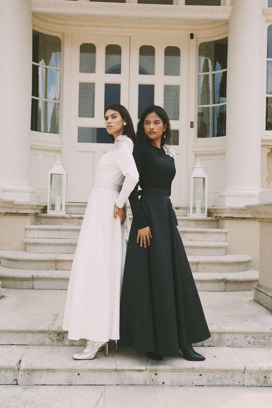 Statement Flower Applique Full Skirt Gown