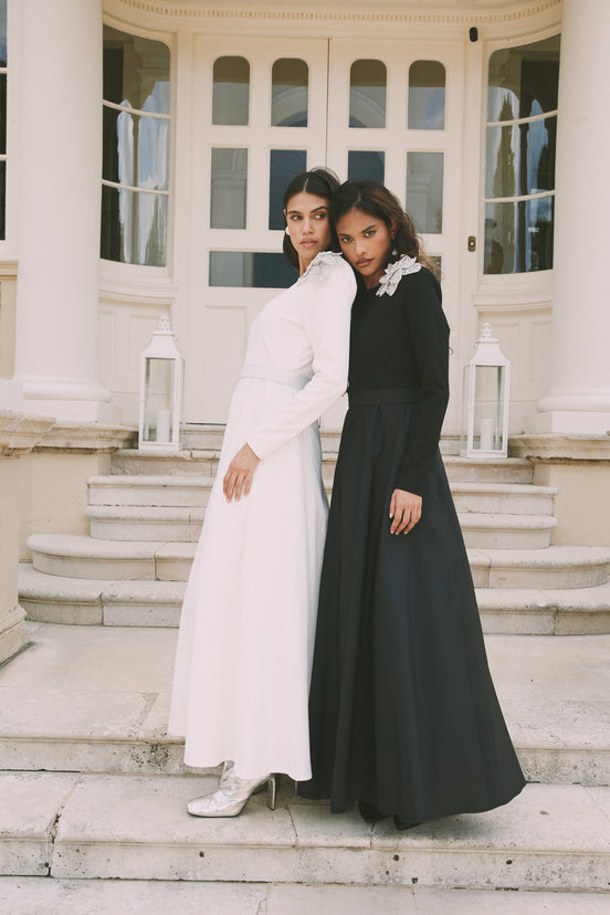 Statement Flower Applique Full Skirt Gown