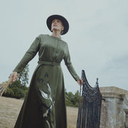 Satin Dress with Enlarged Printed Flower