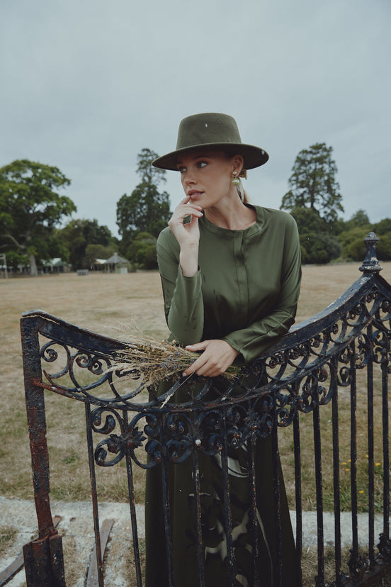Satin Dress with Enlarged Printed Flower