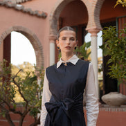 Aline Maxi Dress with Free Tie Belt and Bead Detail