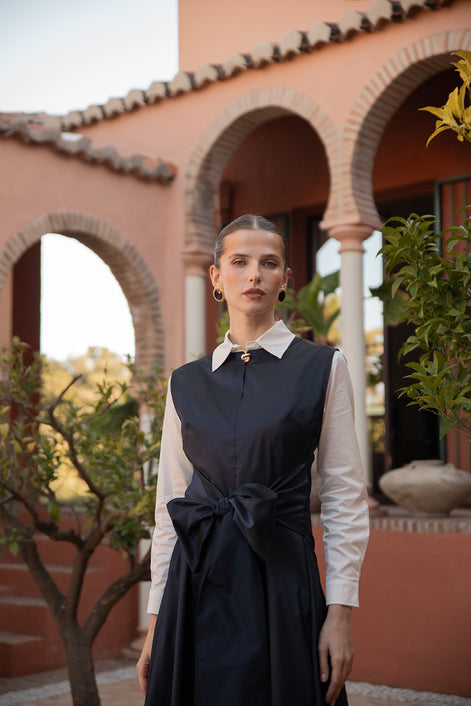 Aline Maxi Dress with Free Tie Belt and Bead Detail