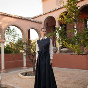 Aline Maxi Dress with Free Tie Belt and Bead Detail