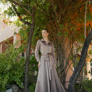 Maxi Full Skirt Dress with Wrap Tie Belt