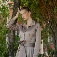 Maxi Full Skirt Dress with Wrap Tie Belt