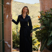 Maxi Full Skirt Dress with Wrap Tie Belt