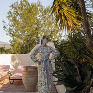 Loose Fit Self Tie Fully Printed Maxi Dress