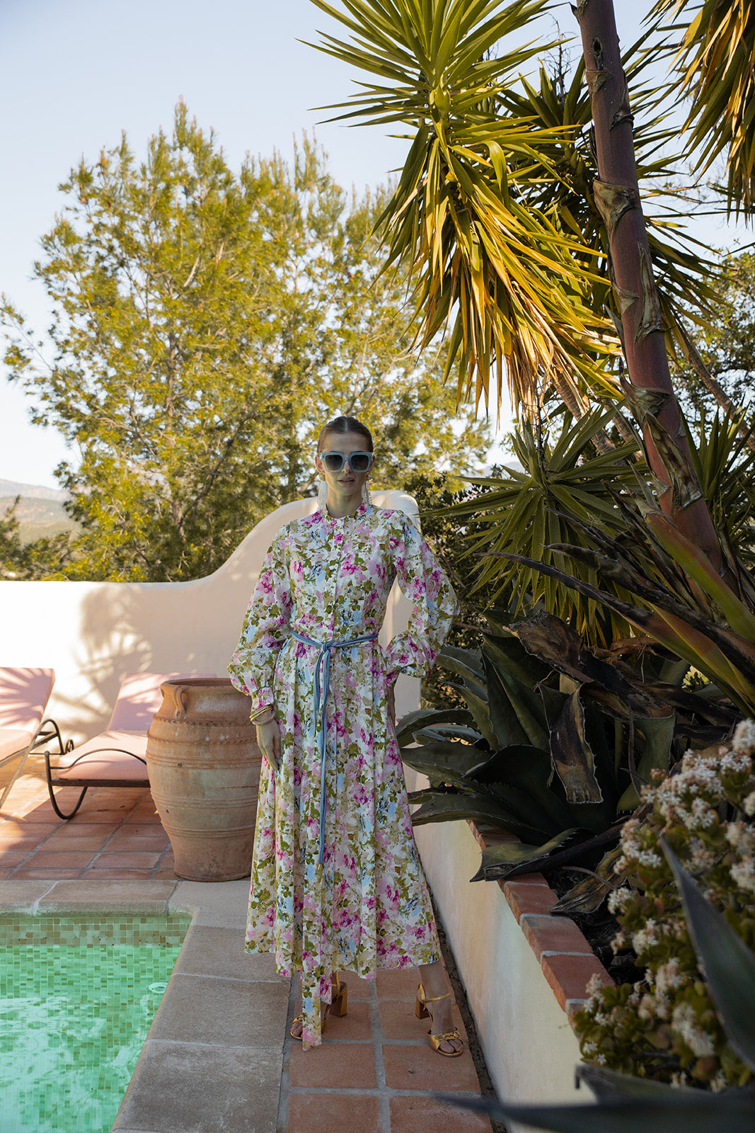 Loose Fit Self Tie Fully Printed Maxi Dress