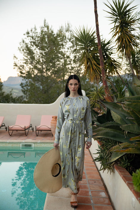 Raglan Sleeve Print Dress with Free Tie Belt