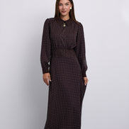Polka Dot Aline Dress with Lace Paneled Detail