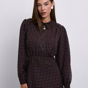 Polka Dot Aline Dress with Lace Paneled Detail