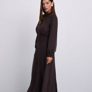 Polka Dot Aline Dress with Lace Paneled Detail
