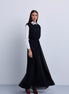 Gathered Shoulder Seam Sleeveless Dress with Leather Belt
