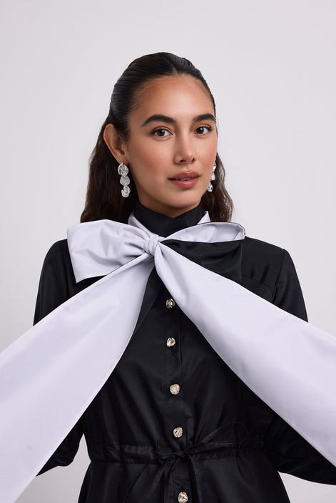 Elegant Gown with Large Neck Bow Detail