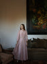 Puff Sleeve Button Front Pleated Waist Gown with Belt