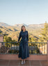 Taffeta Gown with Stone Embellished Collar and Pockets